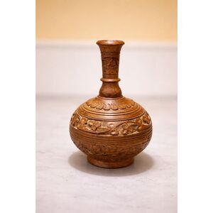 Small Vintage Hand-Carved Wooden Vase